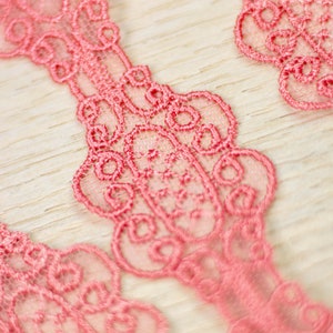 Pink lace Trim, Alencon Lace, French Lace trim, Imperial lace, Wedding Lace, Scalloped lace, Lace Fabric, Fabric by the yard MK00271 image 5