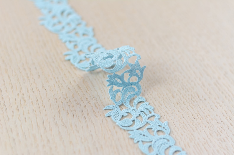 Blue lace fabric Chantilly Lace French Lace Blue lace trim Scalloped lace Eyelash lace Floral Lace MK00523 Bridal lace Wedding Lace