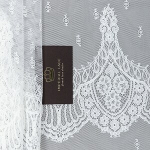 Off white lace fabric, Lace fabric, Boho lace fabric, Chantilly lace fabric, Scalloped lace fabric, Bridal lace, Fabric By the Yard B00451