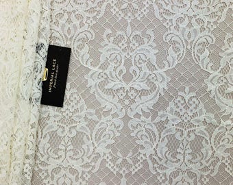 Ecru Alencon Lace Fabric, Scalloped Bridal Lace, By The Yard