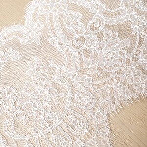 White lace Trim, Chantilly Lace, French Lace trim, Bridal lace, Wedding Lace, Scalloped lace, Lace Fabric, Fabric by the yard MB00320