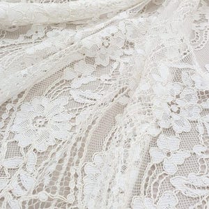 Dark Ivory Alencon Lace Fabric, Scalloped Bridal Lace, 59 inch Wide