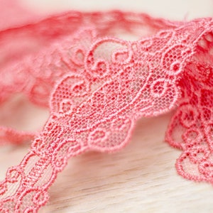 Pink lace Trim, Alencon Lace, French Lace trim, Imperial lace, Wedding Lace, Scalloped lace, Lace Fabric, Fabric by the yard MK00271 image 3