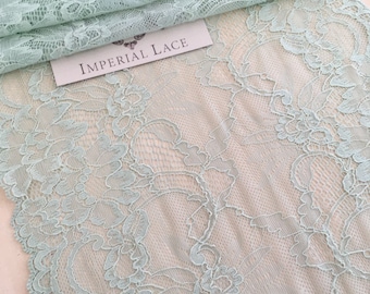 Mint lace Trim, Chantilly Lace, French Lace trim, Bridal lace, Wedding Lace, Scalloped lace, Lace Fabric, Fabric by the yard MK00353