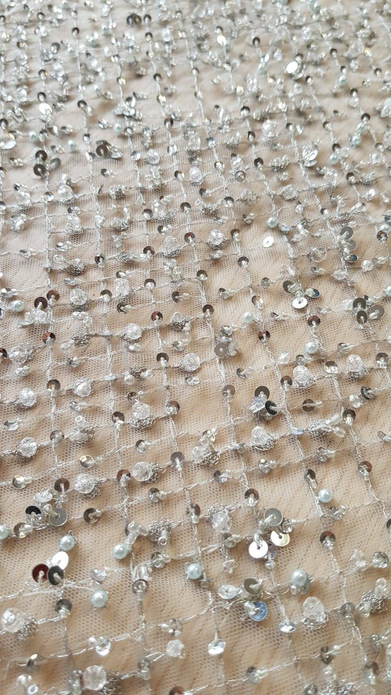 Luxury 3D gray lace fabric K00922 gray Embroidered lace hand made pearl beads 3D flowers Wedding Lace French Lace