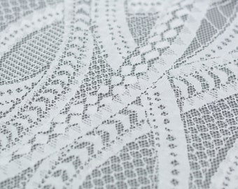 Off White Alencon Lace Fabric, Scalloped Bridal Lace By the Yard