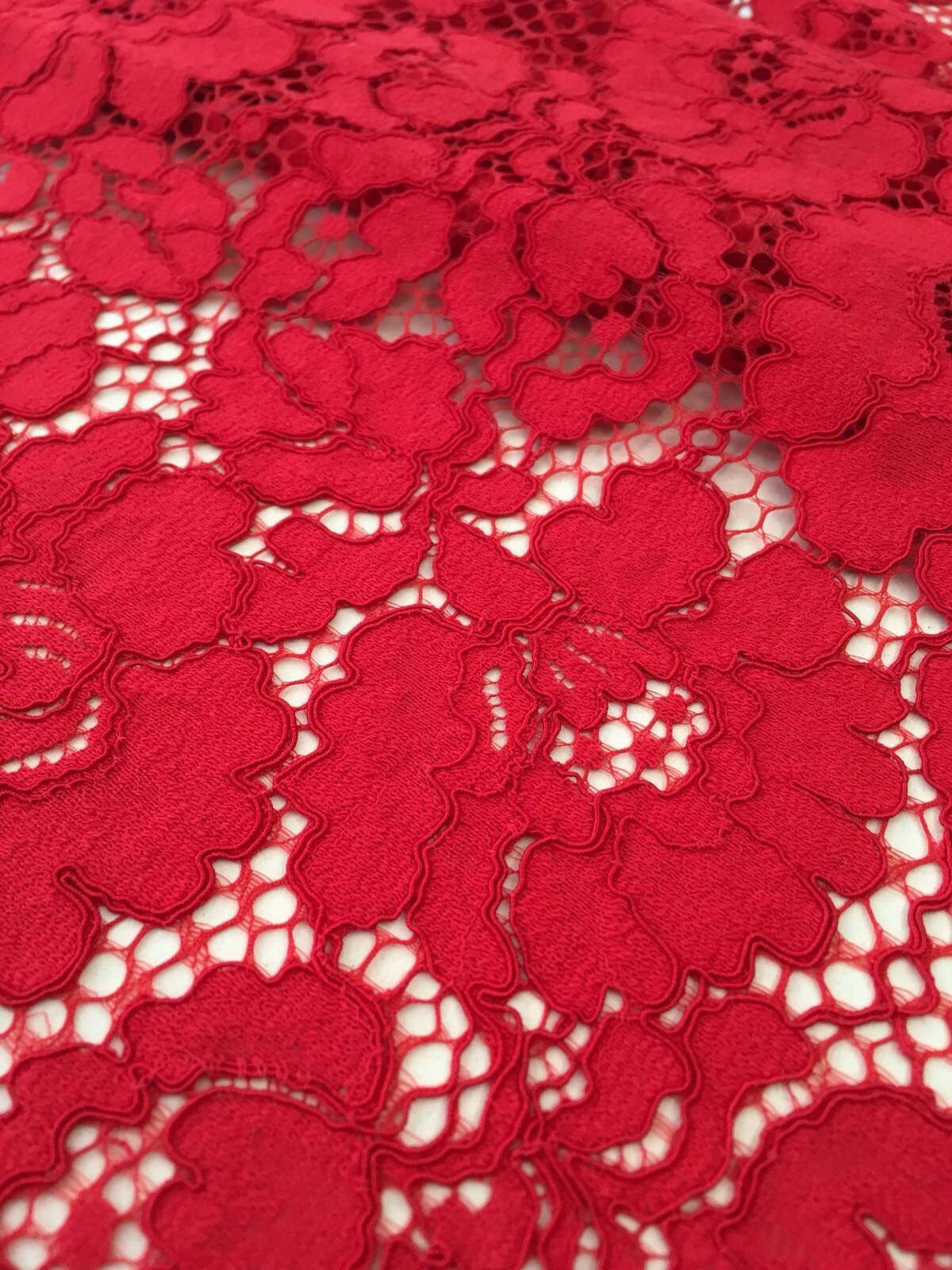 50cm Piece of Red Lace Fabric, Lace Fabric, Boho Lace Fabric