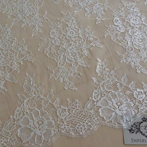 Ivory lace fabric, Wedding lace fabric, Gorgeous Chantilly Lace Fabric, Lace fabric by the yard, Wedding lace, Lace fabric, B000047