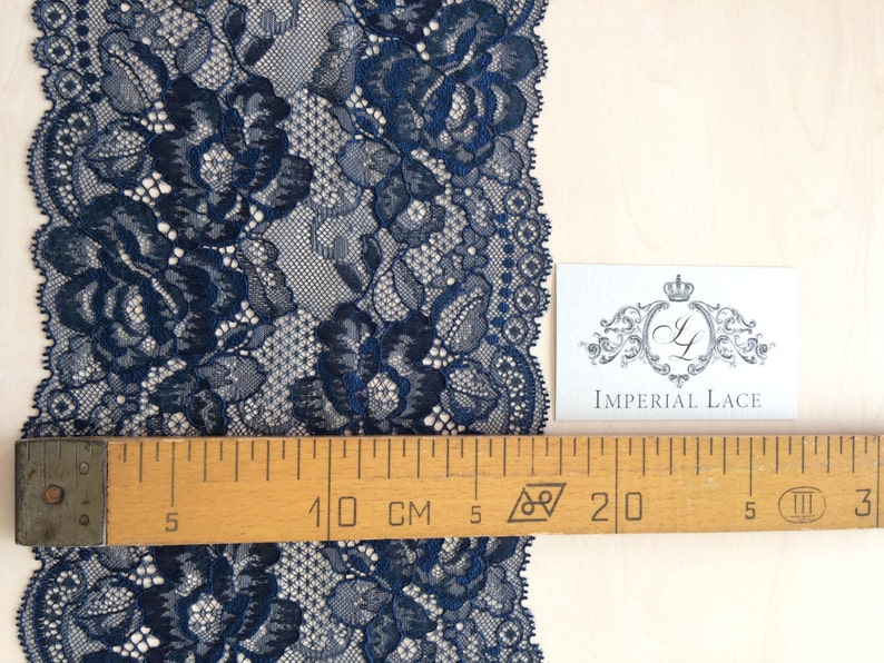 Blue lace Trim, Chantilly Lace, French Lace trim, Bridal lace, Wedding Lace, Scalloped lace, Lace Fabric, Fabric by the yard MK00154 image 5