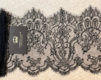 Black Lace Trim, Chantilly Lace, French Lace trim, Eyelash lace, Bridal lace, Wedding Lace, Black Lace, Veil lace, Lingerie Lace MM00170