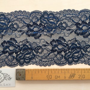 Blue lace Trim, Chantilly Lace, French Lace trim, Bridal lace, Wedding Lace, Scalloped lace, Lace Fabric, Fabric by the yard MK00154 image 4