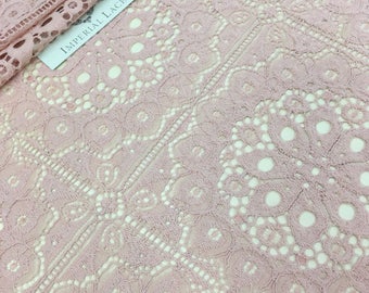 Old Rose lace fabric, Lace fabric, boho lace fabric alencon lace fabric, scalloped lace fabric, bridal lace fabric Fabric By the Yard K00592