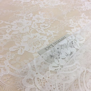 Off White lace fabric, Lace fabric, Boho lace fabric, Chantilly lace fabric, Scalloped lace fabric, Bridal Lace, Fabric By the Yard B000011