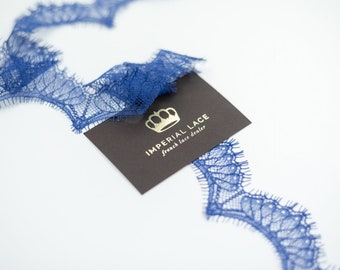 Bright Blue Chantilly Lace Trim: Bridal Wedding Fabric