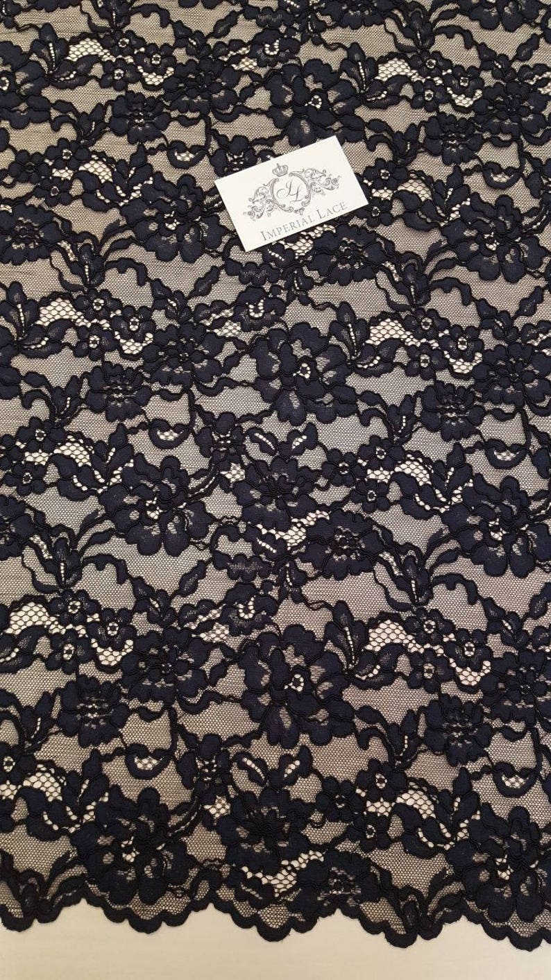 Black Floral lace fabric, French Lace, Alencon Lace, Bridal lace, Wedding Lace, Embroidery lace, Evening dress lace, Lingerie Lace M000092 image 3