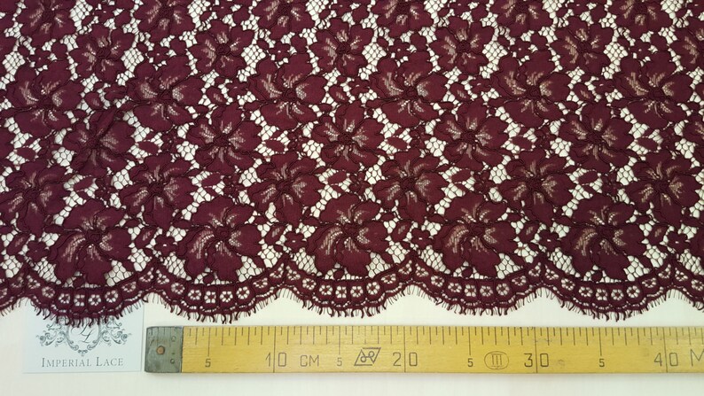 Wedding lace Bordeaux red lace fabric dark red alencon lace fabric K00182 lingerie lace