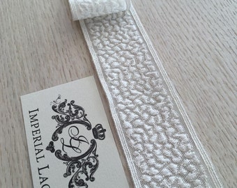 Ivory lace Trim, Alencon Lace, French Lace trim, Bridal lace, Wedding Lace, Scalloped lace, Lace Fabric, Fabric by the yard MB00220