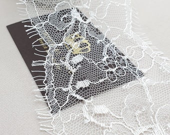 Off White Chantilly Eyelash Lace Trim: Bridal Wedding Dress Lace