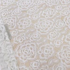 Ivory lace fabric, Lace fabric, Boho lace fabric, Alencon lace fabric, Scalloped lace fabric, Bridal lace fabric, Fabric By the Yard, B00133