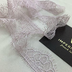 Adorno de encaje lila, encaje francés, encaje Chantilly, encaje para vestido de novia, encaje para boda, encaje blanco, encaje para velo, encaje para liga, encaje para lencería MK00053