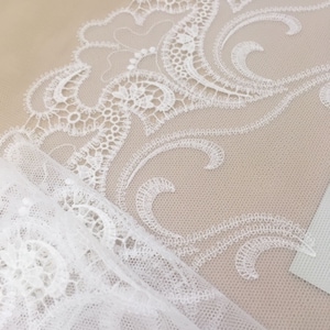 Ivory lace Trim, Chantilly Lace, French Lace trim, Bridal lace, Wedding Lace, Scalloped lace, Lace Fabric, Fabric by the yard MB00175