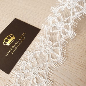 Pizzo avorio, pizzo chantilly, pizzo francese, pizzo per abiti da sposa, pizzo da sposa, pizzo smerlato, pizzo per velo, tagliato su misura MB00321