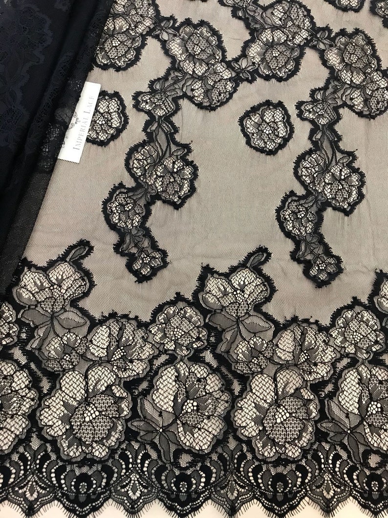 Black lace fabric spanish style guipure spitze stoff Etsy