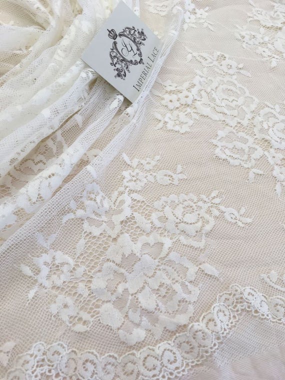 Veil lace Bridal lace French Lace Wedding Lace Offwhite lace fabric White Lace Lingerie Lace Embroidered lace Alencon Lace B00143
