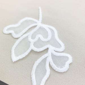 Aplique de encaje floral blanco para vestido de novia, parches de encaje floral, aplique de encaje, parche de encaje para vestido de novia, encaje de novia blanco A00143