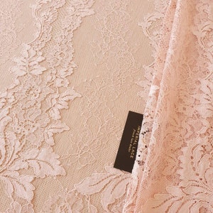 Pink lace fabric, Lace fabric, boho lace fabric, Alencon lace fabric, scalloped lace fabric, bridal lace fabric, Fabric By the Yard K00953