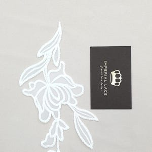 Aplique de encaje floral blanco para vestido de novia, parches de encaje de flores, aplique de encaje, parche de encaje de vestido de novia, encaje nupcial blanco A00145