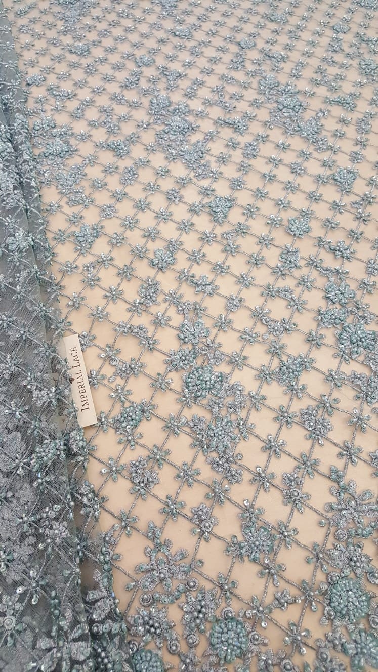 3D Lace Fabric Blue Lace Fabric Hand Made Lace Embroidery Etsy