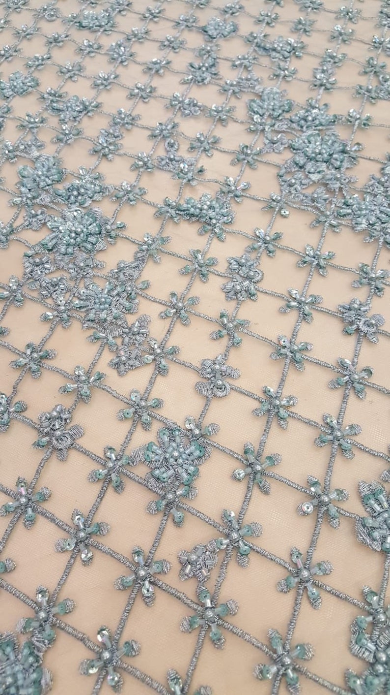 3D Lace Fabric Blue Lace Fabric Hand Made Lace Embroidery Etsy