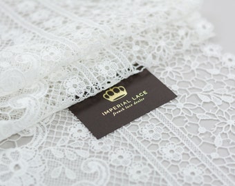 1.45 long piece Ivory lace Trim, Alencon Lace, French Lace, Bridal lace fabric, Wedding Lace, Scalloped lace, Lace by the yard MB00402