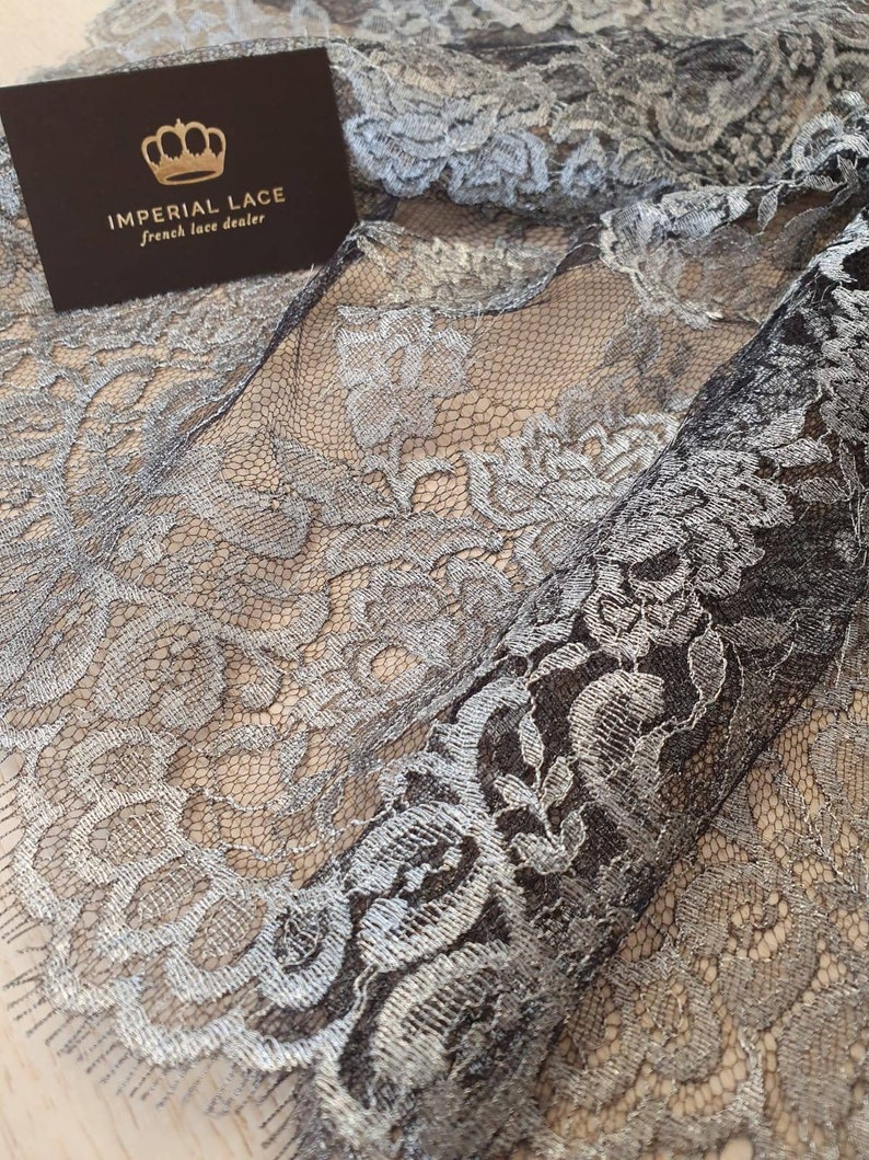 Black lace Trim, Chantilly Lace, French Lace trim, Bridal lace, Wedding Lace, Scalloped lace, Lace Fabric, Fabric by the yard MM00178 image 6
