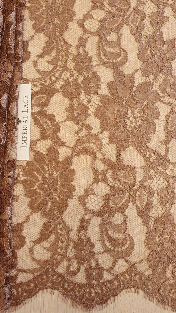 Brown lace fabric discount