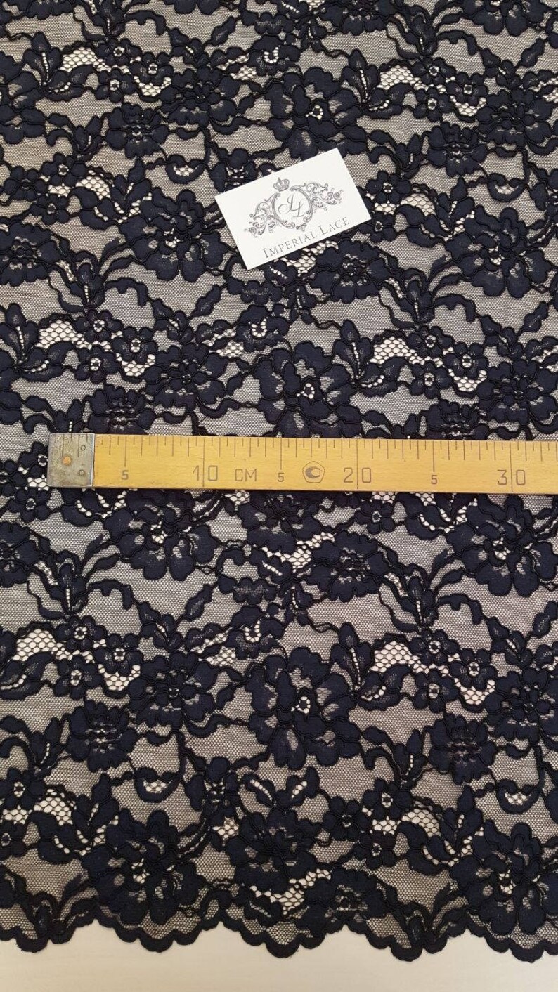 Black Floral lace fabric, French Lace, Alencon Lace, Bridal lace, Wedding Lace, Embroidery lace, Evening dress lace, Lingerie Lace M000092 image 4