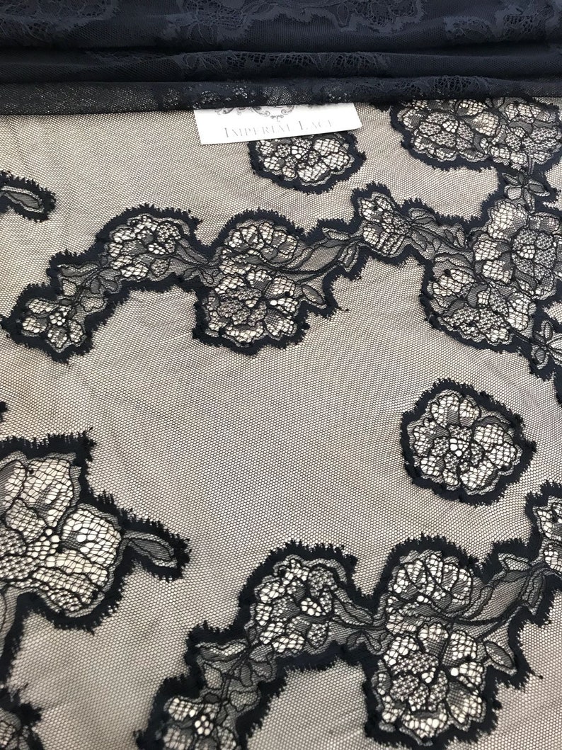 Black lace fabric spanish style guipure spitze stoff Etsy