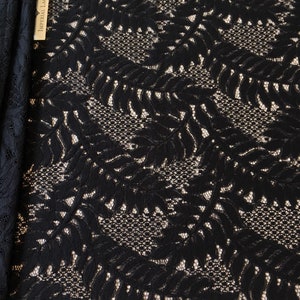 Black lace fabric, Embroidered lace, French Lace, Wedding Lace, Bridal lace, Lace Fabric, Veil lace, Lingerie Lace, Alencon Lace M000080