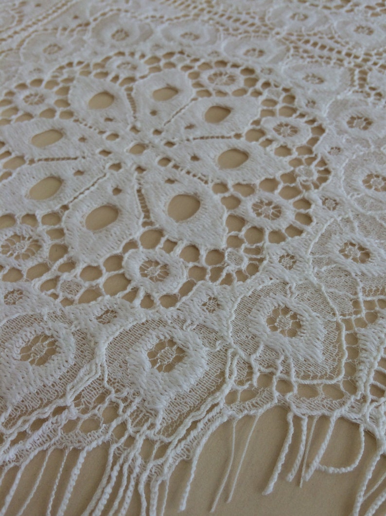 Ivory lace fabric, Wedding lace, Lingerie lace, Ivory alencon lace fabric, Geometric lace, Vintage lace, Lace fabric, Veil lace, B00113 image 3