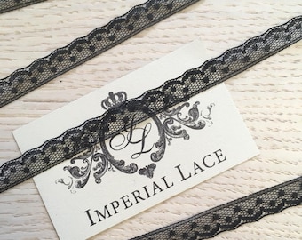 Black lace Trim, Chantilly Lace, French Lace trim, Bridal lace, Wedding Lace, Scalloped lace, Lace Fabric, Fabric by the yard MM00112