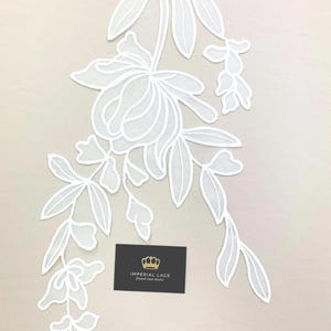 White Floral lace applique for bridal dress, Flower lace patches, Lace applique, Wedding dress lace patch, White bridal lace A00147