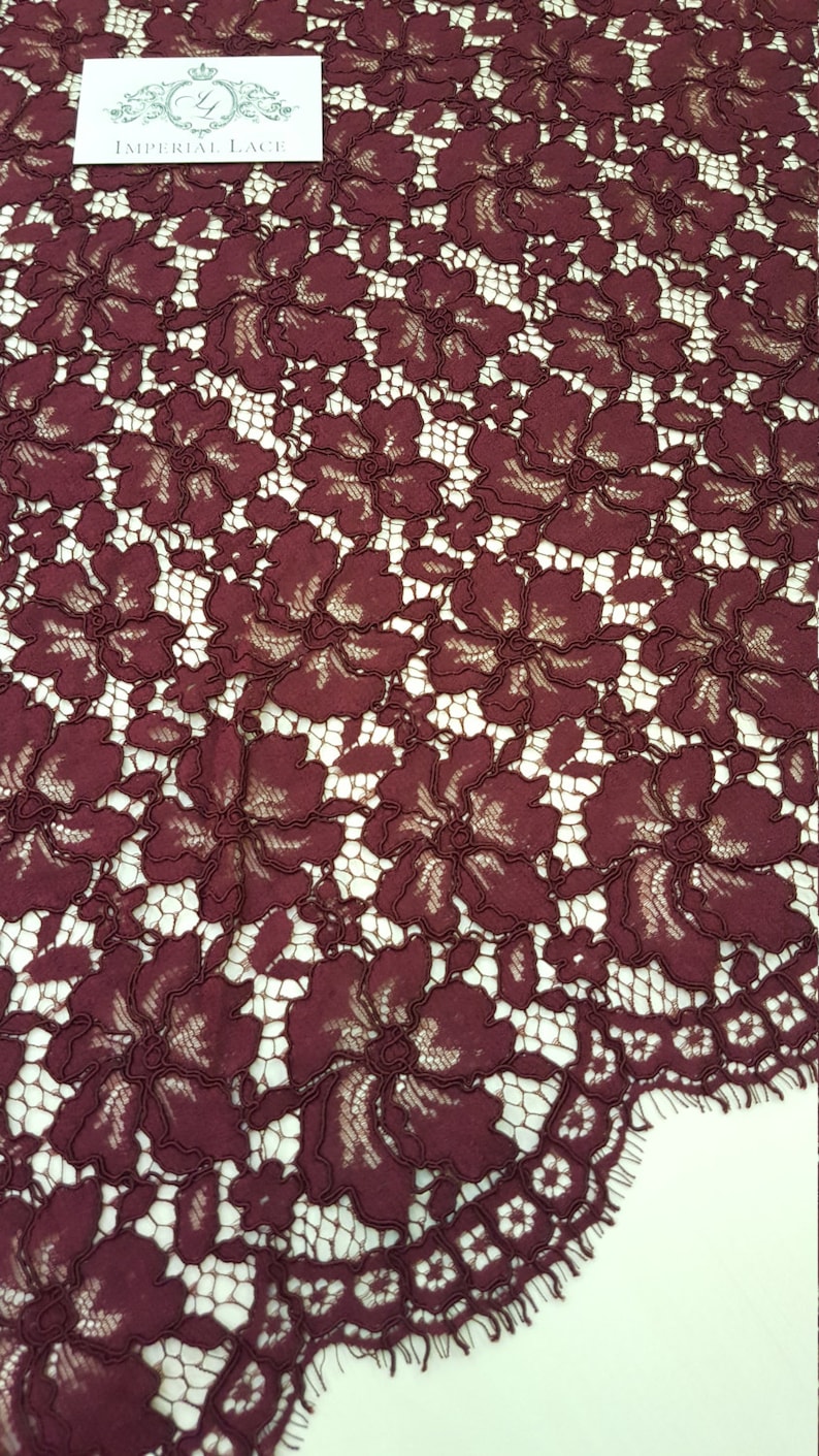 Wedding lace Bordeaux red lace fabric dark red alencon lace fabric K00182 lingerie lace