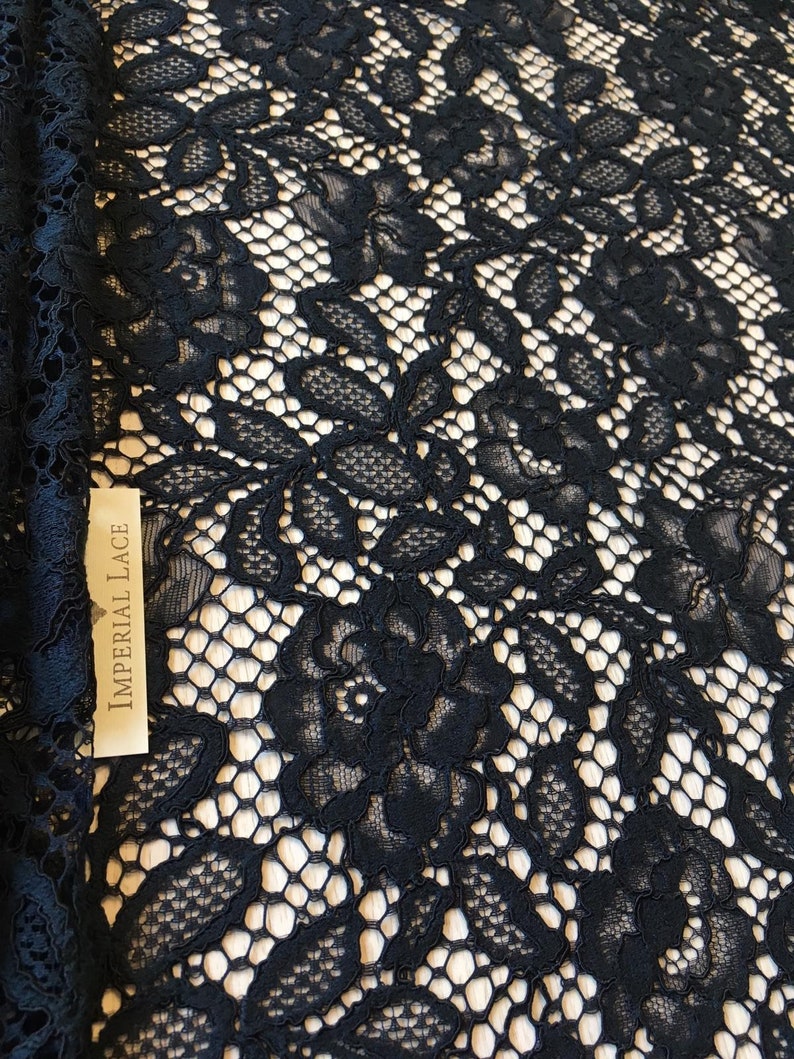 Bridal lace Dark blue Lace Fabric French Lace Lingerie Lace Chantilly Lace K00343 Embroidered lace Wedding Lace Veil lace