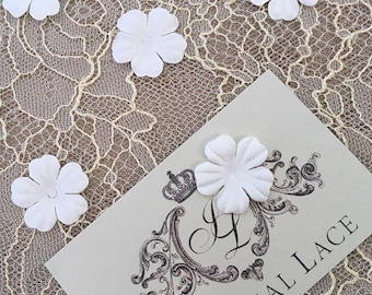 White Bridal Fabric Flower Hair Pins, Wedding Accessories (5 pcs set)