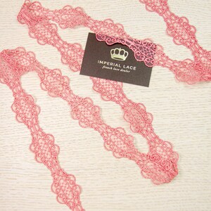 Pink lace Trim, Alencon Lace, French Lace trim, Imperial lace, Wedding Lace, Scalloped lace, Lace Fabric, Fabric by the yard MK00271 image 1