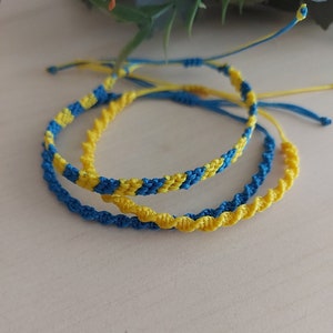 Ukraine Flag Macrame Bracelet, Friendship Set of 3, Custom Accessories, Gift For Unisex