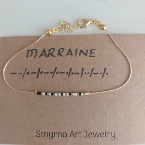 Marraine morse code bracelet, personalized bracelet, godmother morse code bracelet, godmother gift, custom morse code bracelet, miyuki gift