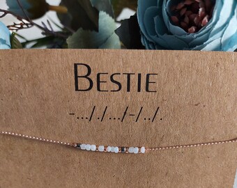 Bestie Morse Code Bracelet: Personalized Hidden Message Gift, Friendship Bracelet