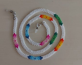 Chaîne de lunettes en perles colorées, lanière de perles, cadeau de fête des mères, accessoires maman, collier de lunettes de soleil, chaîne de lunettes, cadeau d'anniversaire